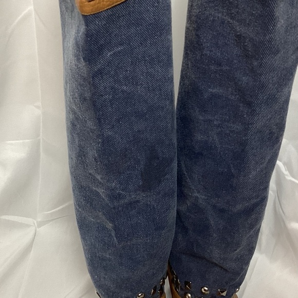Stuart Weitzman Studded Denim & Leather Boots - Size 7M - Picture 13 of 13